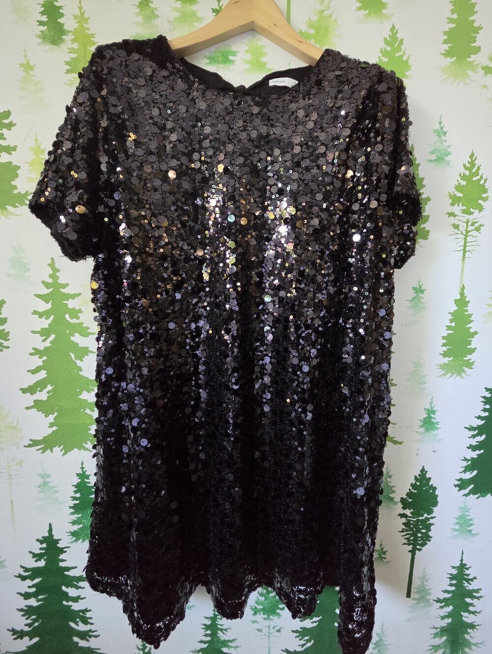 Nine West Black Sequin Bow Back Party Dress